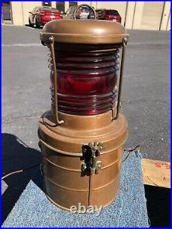 VINTAGE 16 Perkins PERKO Marine Lamp Copper & Brass BOW LIGHT RED GLASS LENS