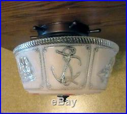 VINTAGE 1930's NAUTICAL CEILING LIGHT FIXTURE LIGHTHOUSE BOAT ANCHOR RESTORED