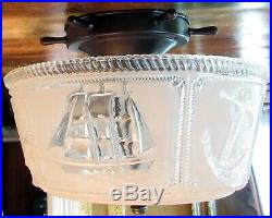 VINTAGE 1930's NAUTICAL CEILING LIGHT FIXTURE LIGHTHOUSE BOAT ANCHOR RESTORED