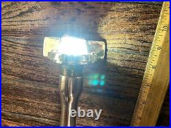 VINTAGE BRONZE/BRASS STEAMING LIGHT NEW LED WIRING GLASS LENS 9 TALL WithSTAND