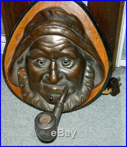 VINTAGE Electric NAUTICAL OLD SEAMAN CIGAR LIGHTER WALL PLAQUE With LIGHT UP EYES