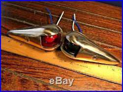 VINTAGE PAIR BRONZE TEARDROP RUNNING LIGHTS REWIRED WithNEW SOCKETS, LED BULBS