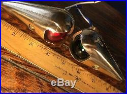 VINTAGE PAIR OF BRONZE TEARDROP RUNNING LIGHTS REWIRED WithNEW SOCKETS, LED BULBS