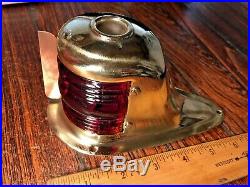 VINTAGE PERKO POLISHED BRASS COMBO RED/GREEN BOW LIGHT GLASS REWIRED WithLED BULB