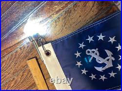 VINTAGE POLISHED BRASS 23 STERN LIGHT NEW WIRING/LED, With12 X 18 US ENSIGN FLAG