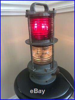 VINTAGE Railroad Bridge Navigation /Marine Nautical Ship Light RED & Clear Glass