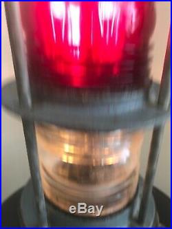 VINTAGE Railroad Bridge Navigation /Marine Nautical Ship Light RED & Clear Glass