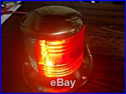 VINTAGE SMALL BRASS COMBO RED/GREEN BOW LIGHT GLASS LENSES NEWLY RE-WIRED WithLED