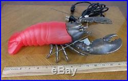 VTG 2003 Red Lobster Lamp Tin Chi Works Glass Art Light Table Nautical Beach