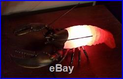 VTG 2003 Red Lobster Lamp Tin Chi Works Glass Art Light Table Nautical Beach