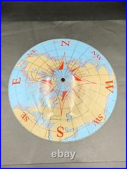VTG MCM Glass Nautical Compass World Globe Ceiling Shade Lamp Light Cover