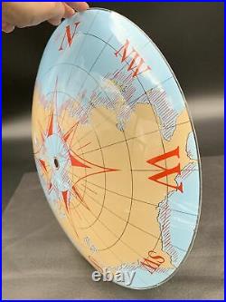VTG MCM Glass Nautical Compass World Globe Ceiling Shade Lamp Light Cover