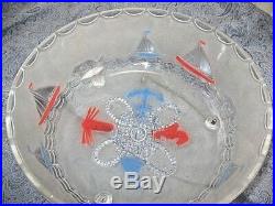 VTG NAUTICAL Sailboats Red White & Blue Glass 3 Hole Chain Ceiling Light Cover