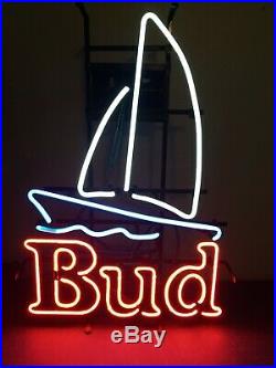 (VTG) budweiser beer sailboat & water neon light up sign ANHEUSER Busch nautical