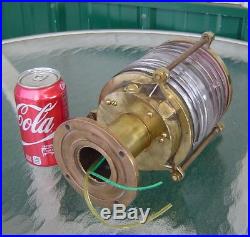 Vintage 10 Inch Ship's Piling Light With Frenel Lens