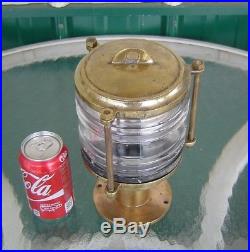 Vintage 10 Inch Ship's Piling Light With Frenel Lens