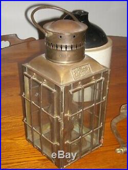 Vintage 1935 Brass Chief Light Ship Lantern Oil Lamp No. 3509 with Wall Bracket