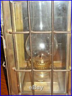Vintage 1935 Brass Chief Light Ship Lantern Oil Lamp No. 3509 with Wall Bracket