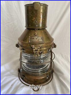 Vintage 1938 Great Britian Anchor Light Brass Lantern NO. 842 RARE Patina