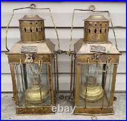 Vintage 1939 Brass Cargo Ship Hanging Light Great Britain Nautical Lantern Lamp