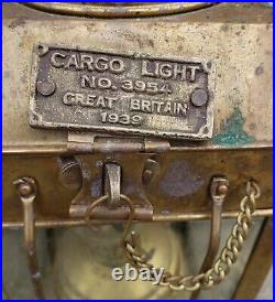 Vintage 1939 Brass Cargo Ship Hanging Light Great Britain Nautical Lantern Lamp