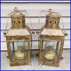 Vintage 1939 Brass Cargo Ship Hanging Light Great Britain Nautical Lantern Lamp