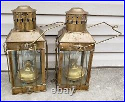 Vintage 1939 Brass Cargo Ship Hanging Light Great Britain Nautical Lantern Lamp