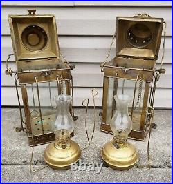 Vintage 1939 Brass Cargo Ship Hanging Light Great Britain Nautical Lantern Lamp