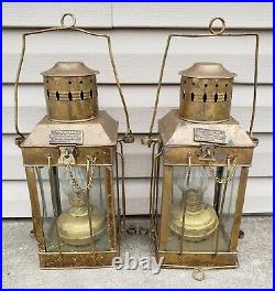 Vintage 1939 Brass Cargo Ship Hanging Light Great Britain Nautical Lantern Lamp