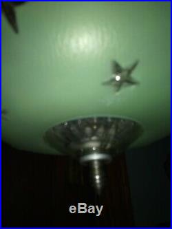 Vintage 1940s 1950s Nautical Maritime Atomic Ceiling Light Fixture STARS Green