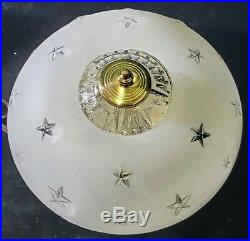 Vintage 40's Nautical Maritime Frosted Ceiling Lamp Light Fixture STARS