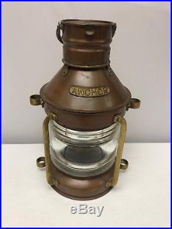 Vintage Anchor Brass Oil Lamp Maritime Ship Lantern Boat Light Lamp
