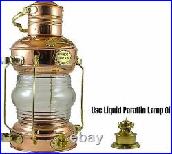 Vintage Anchor Oil Lamp Nautical Maritime Ship Lantern Brass & Copper Boat Light