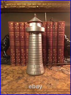 Vintage Antique 1900s-1930s Mica & Brass Metal Lighthouse Lamp / Night Light