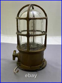 Vintage Antique Brass Boat Ship Clear Glass Light As Is Jt52