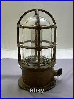 Vintage Antique Brass Boat Ship Clear Glass Light As Is Jt52