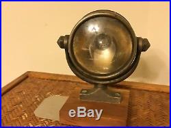 Vintage Antique Brass Spot Light Nautical Maritime Search Light On Wood Stand