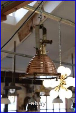 Vintage Antique Nautical Marine Brass And Copper Ceiling Pendant Light Decor 1 P