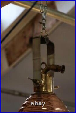 Vintage Antique Nautical Marine Brass And Copper Ceiling Pendant Light Decor 1 P