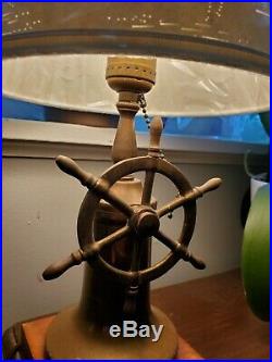 Vintage / Antique Nautical Marine Decor Boat Ship Wheel Brass Table Lamp Light