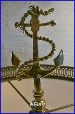 Vintage \ Antique Nautical Marine Military Piling Light Blue Lens Table Lamp