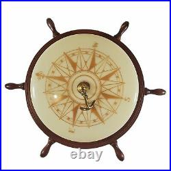 Vintage Antique Nautical Wall or Ceiling Light Ship Wheel Compass Flush Fixture