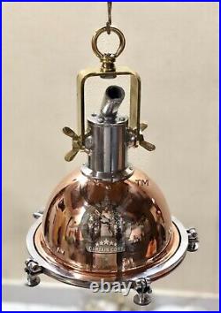 Vintage Antique Ship Hanging Cargo Smooth Copper, Brass & Aluminum Pendant Light