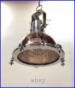 Vintage Antique Ship Hanging Cargo Smooth Copper, Brass & Aluminum Pendant Light