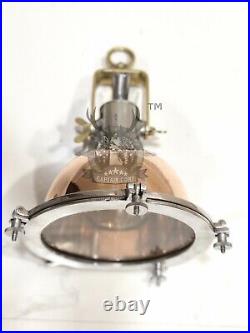 Vintage Antique Ship Hanging Cargo Smooth Copper, Brass & Aluminum Pendant Light