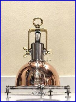 Vintage Antique Ship Hanging Cargo Smooth Copper, Brass & Aluminum Pendant Light