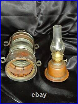 Vintage Antique Ships Lantern Maritime Light Oil Lamp ANCHOR Copper & Brass 12
