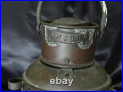 Vintage Antique Ships Lantern Maritime Light Oil Lamp ANCHOR Copper & Brass 12