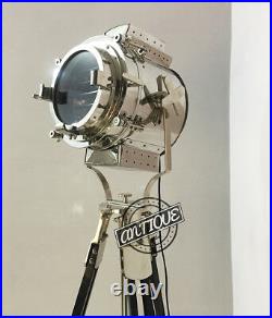 Vintage Big Industrial Searchlight Spot-Lamp Adjustable Night Lamp Black Wo