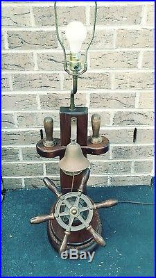 Vintage Boat Ship Lamp Light Nautical Marine Brass Ship Wheel Bell Unique Works